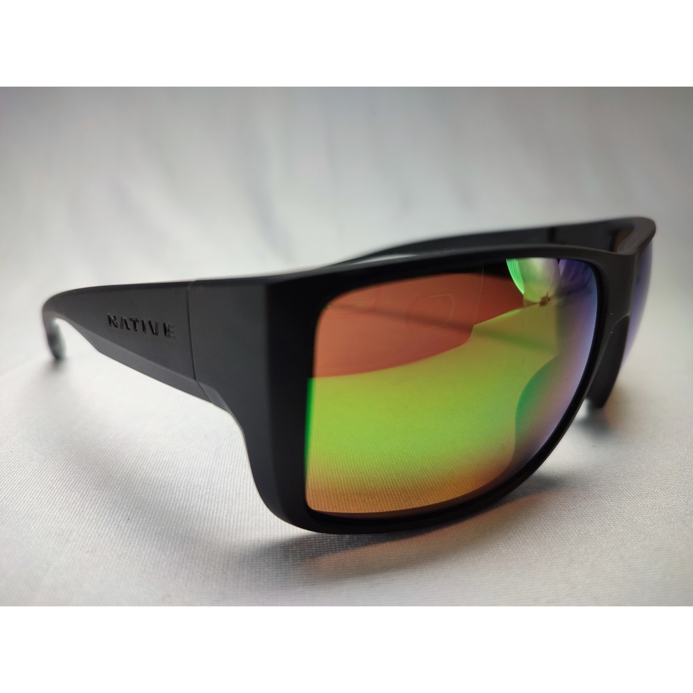 Native Eyewear Badlands Polarized Matte Black Green Mirror Wrap 58-16-125